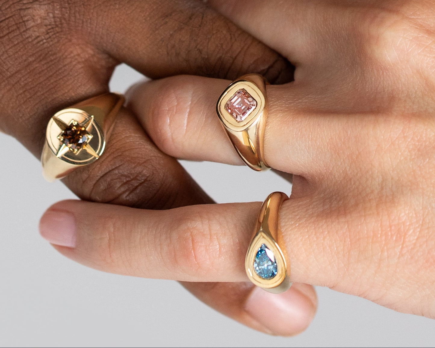 Pink Asscher 1.14ct Sky Signet Ring in 18ct Yellow Gold