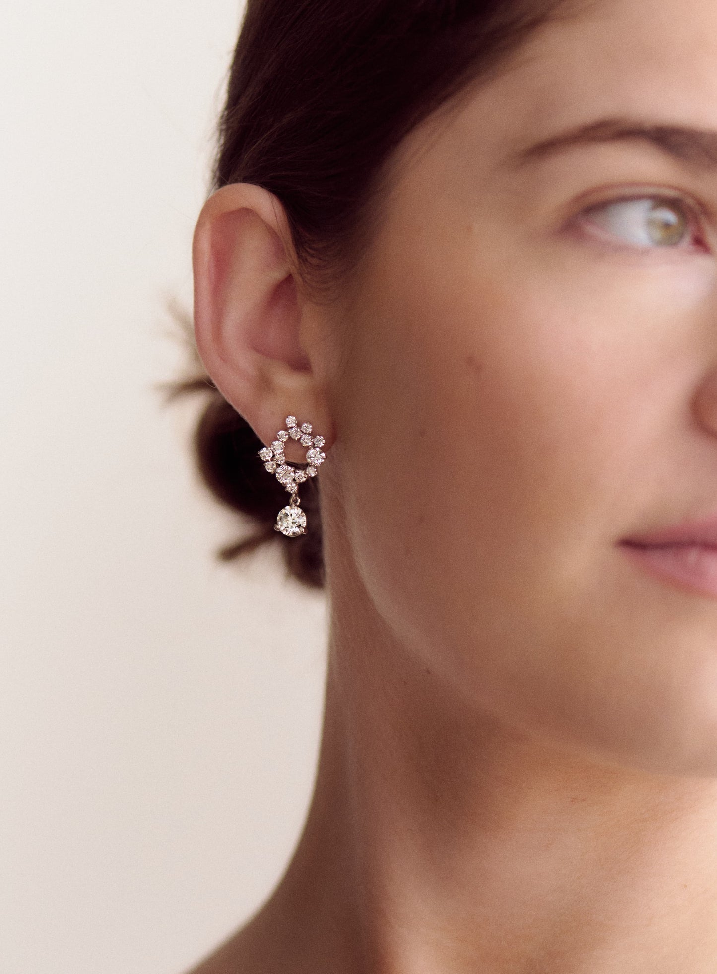 Solaris Halo Drop Earrings in 14ct Yellow Gold