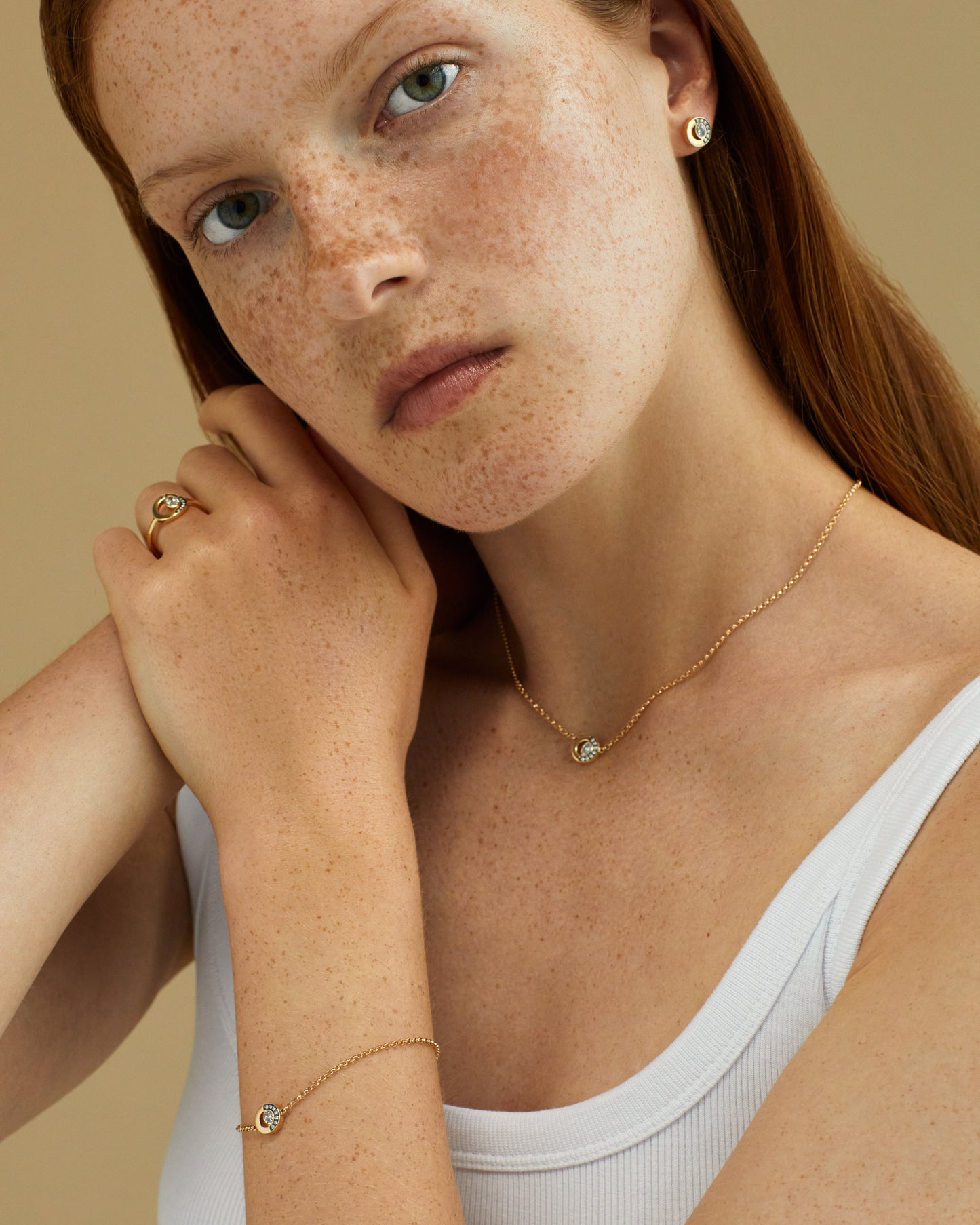 Crescent Stud Earrings 0.43ct in 18ct Yellow Gold