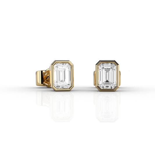 Emerald Cut Modern 0.39ct Studs in 18ct Recycled Yellow Gold