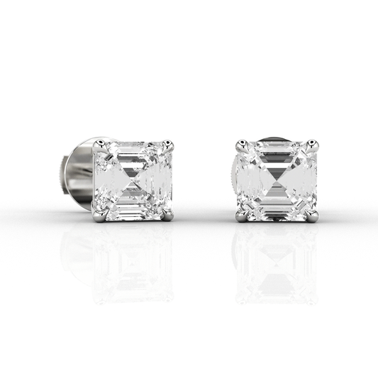 Asscher Cut 1.46ct Diamond Studs in Recycled Platinum