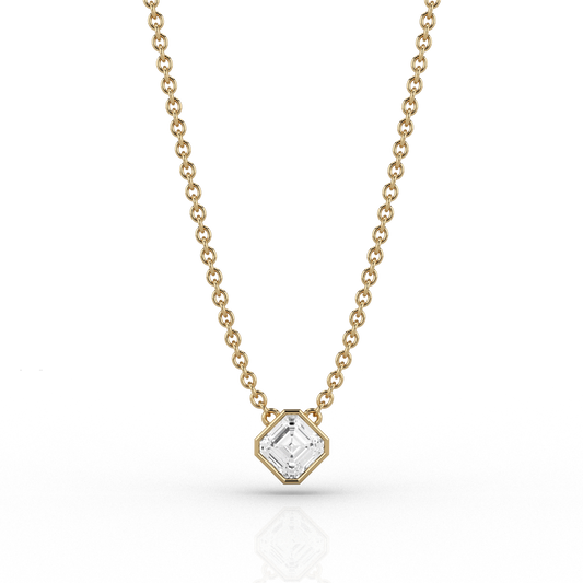 Asscher Cut Modern 0.63ct Pendant in 18ct Recycled Yellow Gold