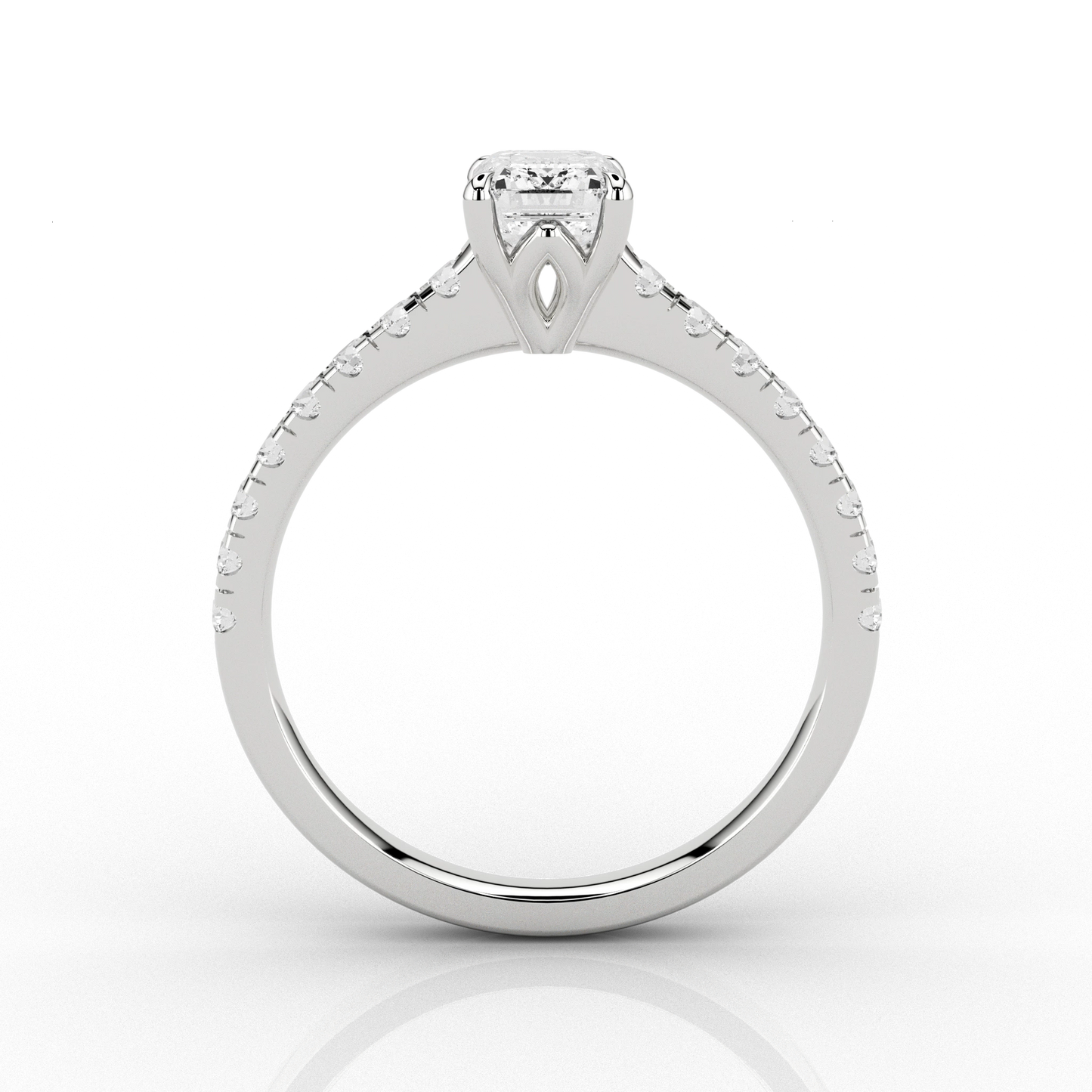 Emerald Cut with Micro-Pave 1.19ct Engagement Ring in 18ct White Gold