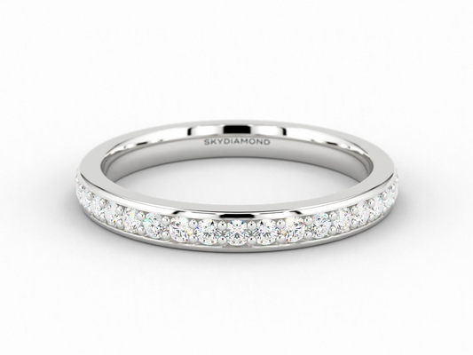 Round Brilliant 0.6ct Grain-Set Full Eternity Ring in 18ct Recycled White Gold