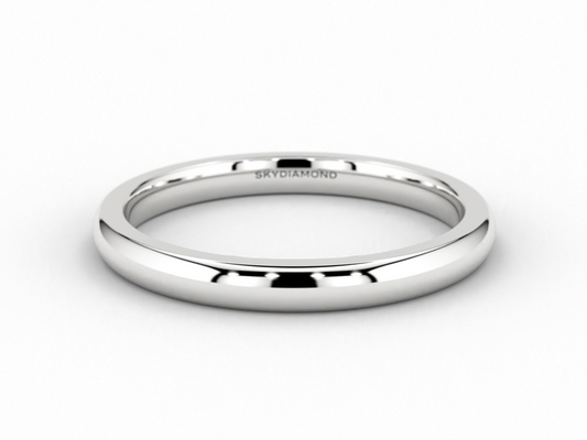 Modern Wedding Band in 2mm 18ct Recycled White Gold