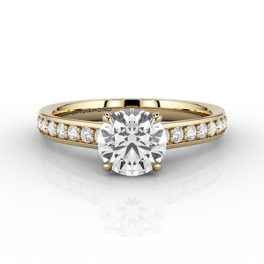 Classic 0.98ct Solitaire Grain Set Diamond Engagement Ring in 18ct Recycled Yelow Gold