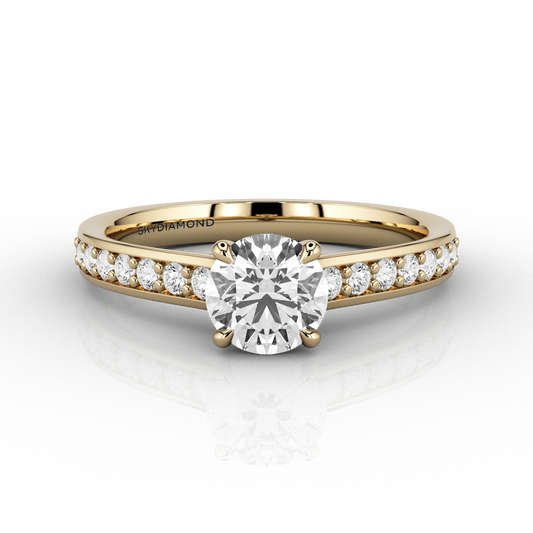 Classic 0.76ct Solitaire Grain Set Diamond Engagement Ring in 18ct Recycled Yellow Gold