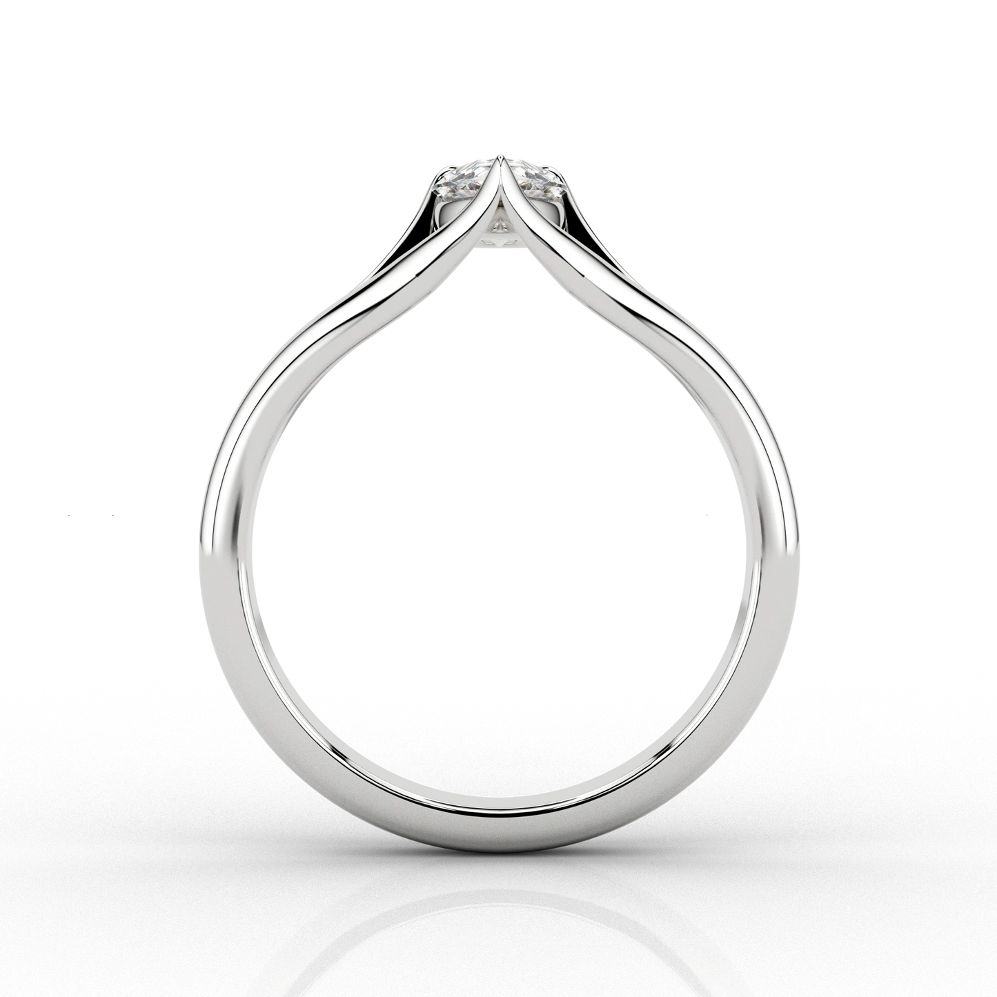 Suspended Pear Cut 0.5ct Diamond Ring in Recycled Platinum