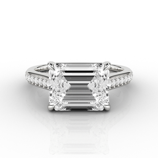 Glacier Large Emerald Cut 3.83ct Diamond Engagement Ring in Recycled Platinum