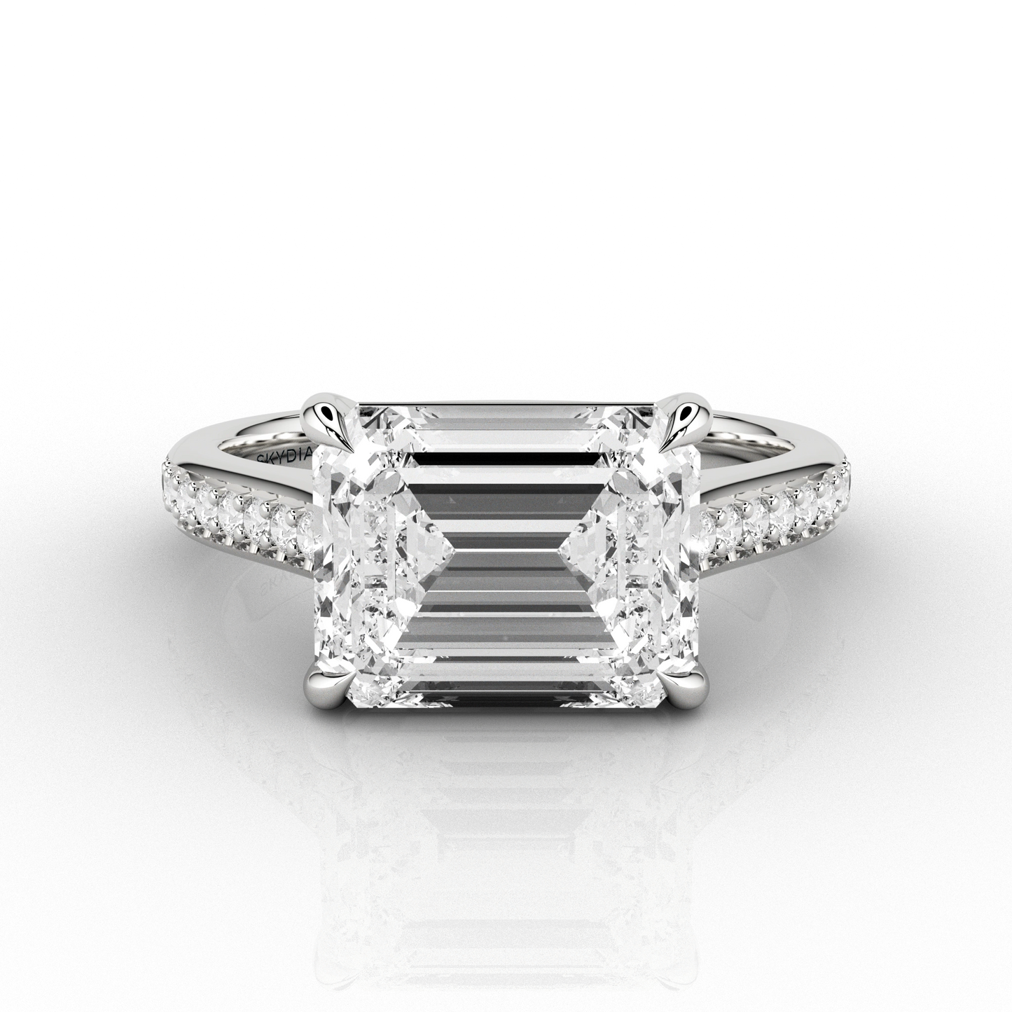Glacier Emerald Cut 3.83ct Engagement Ring in Platinum