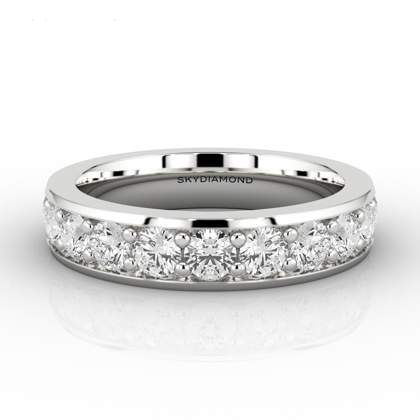 Round Brilliant 1.2ct Grain-Set Two-Thirds Eternity Ring in 18ct Recycled Platinum