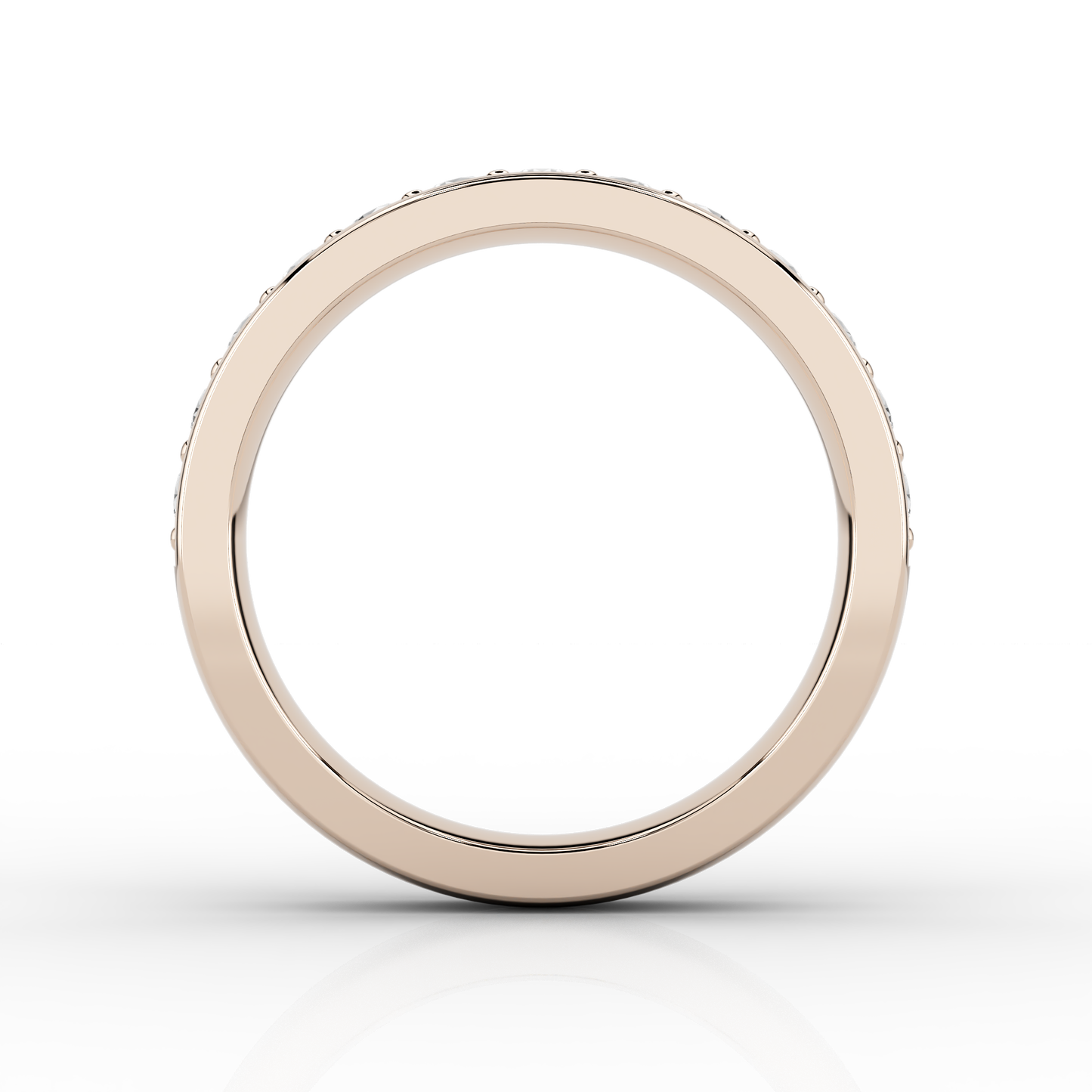Wide Grain Set Half Eternity Ring in 18ct Rose Gold