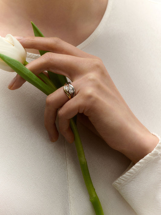 Model wearing Glacier Engagement Ring