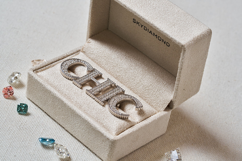 chic Nile Rodgers brooch with skydiamonds