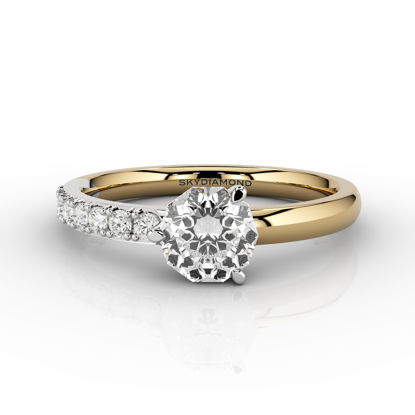 Stilla 0.77ct Stellar Solitare Ring in 14ct Yellow Gold & Platinum