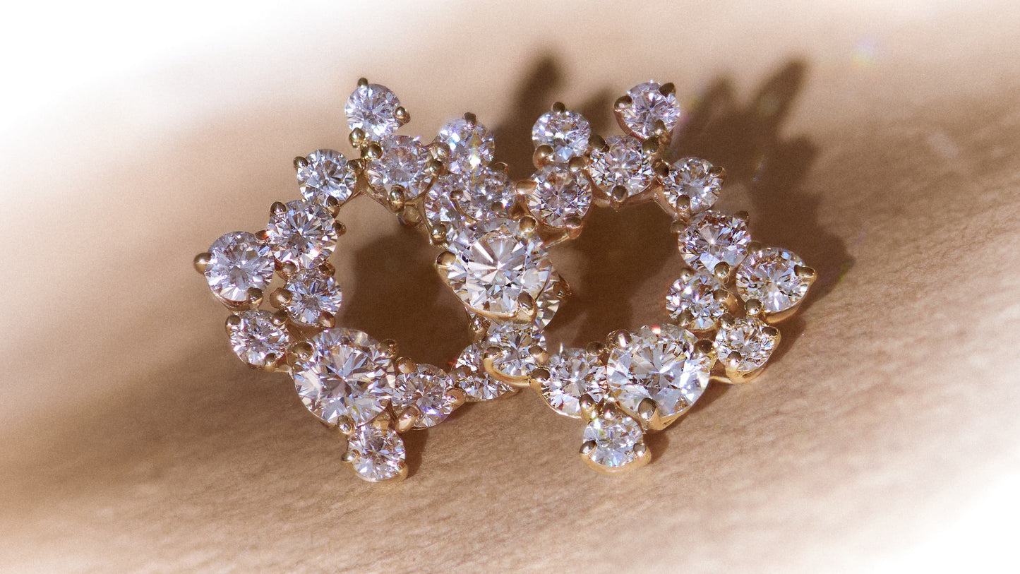 Solaris Halo Earrings in 14ct Yellow Gold