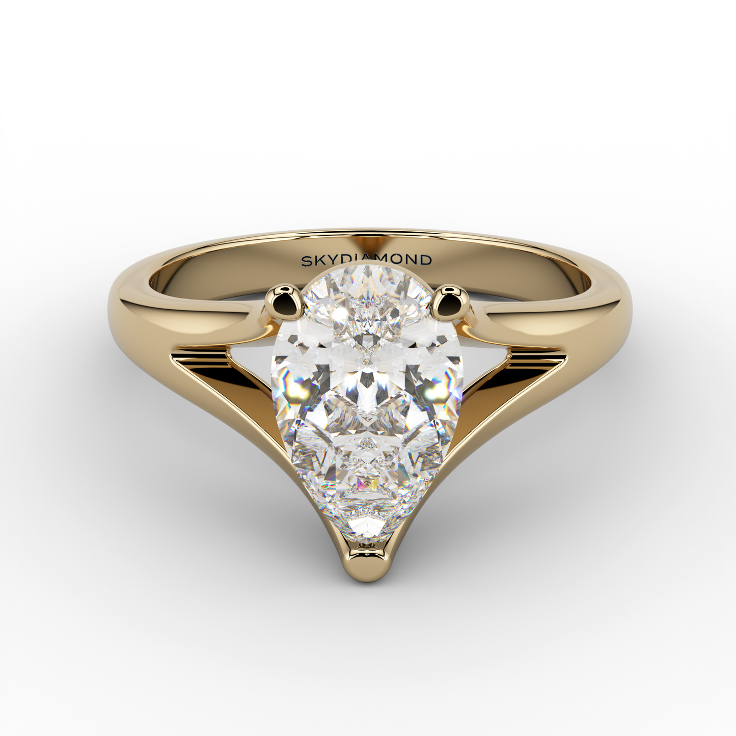 Pluie 1.08ct Pear Cut Talon Claw Ring in 18ct Yellow Gold