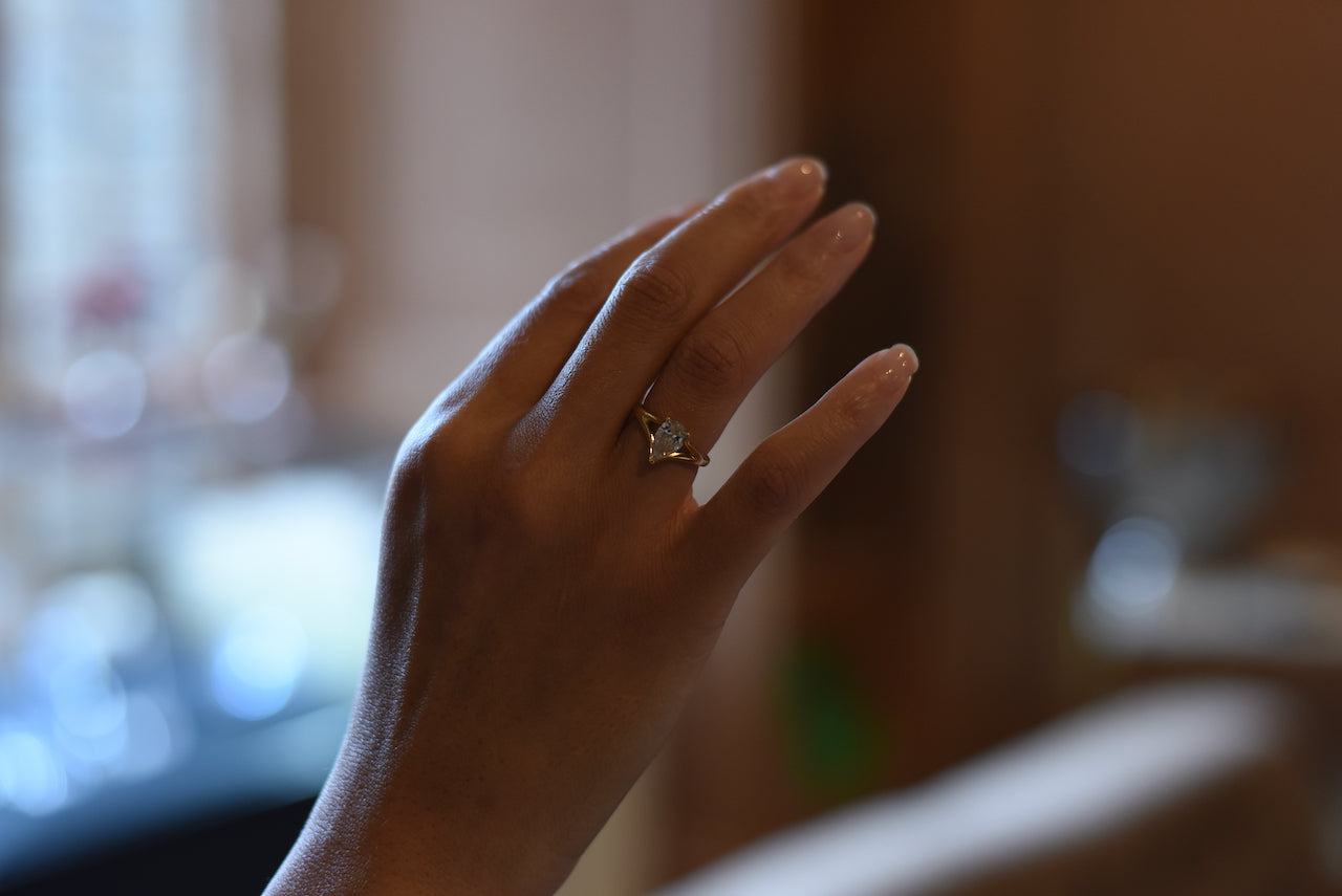 Aria 1.08ct Pear Cut Talon Claw Ring in 18ct Yellow Gold