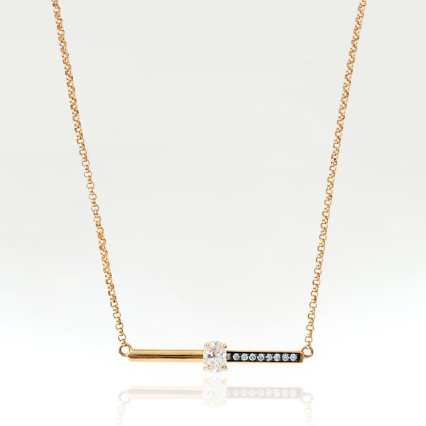 Double Love 0.61ct Bar Necklace in 14ct Yellow Gold
