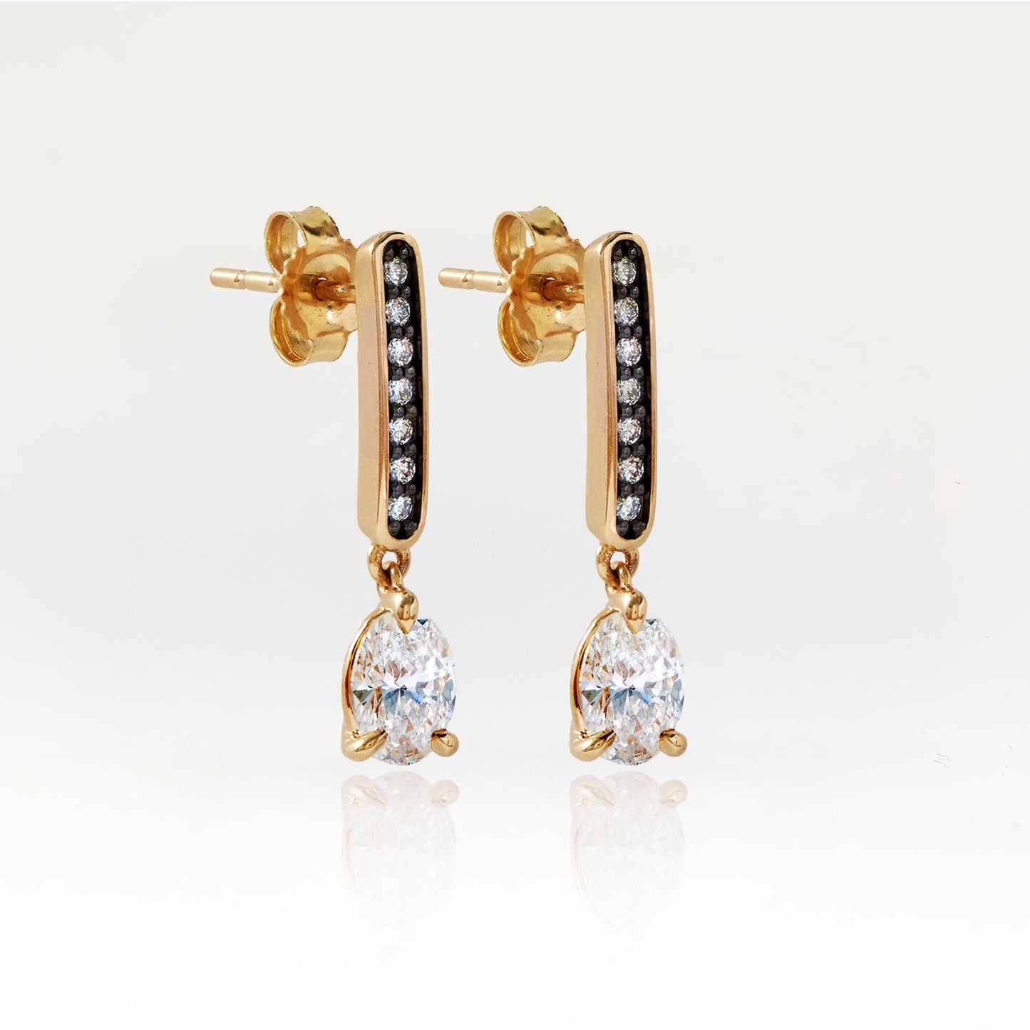 Double Love 1.01cts Drop Earrings in 14ct Yellow Gold
