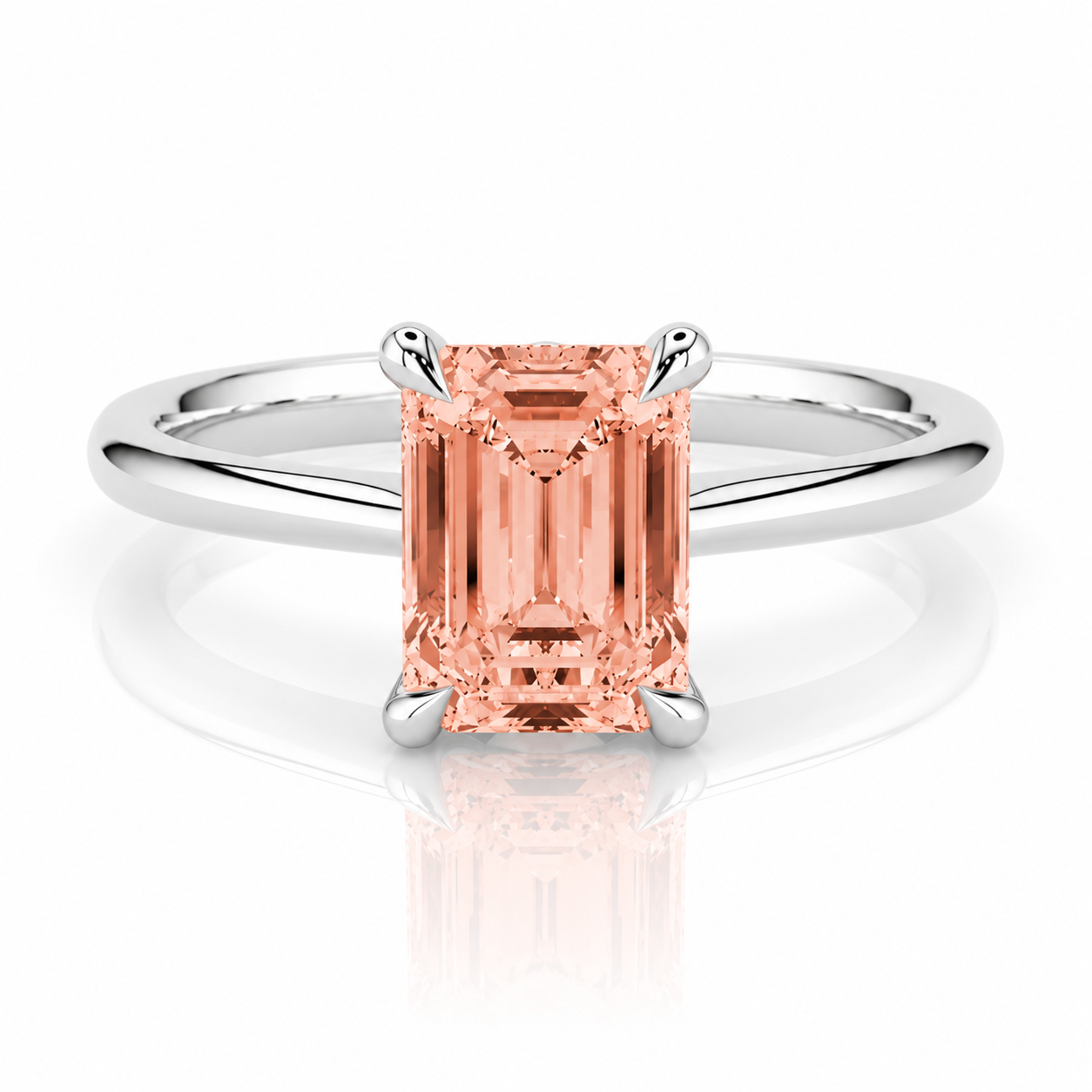 Luna Emerald 1.01 Intense Orangey-Pink VS1 Ring in Platinum