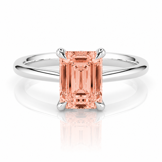 Luna Emerald 1.01 Intense Orangey-Pink VS1 Ring in Platinum