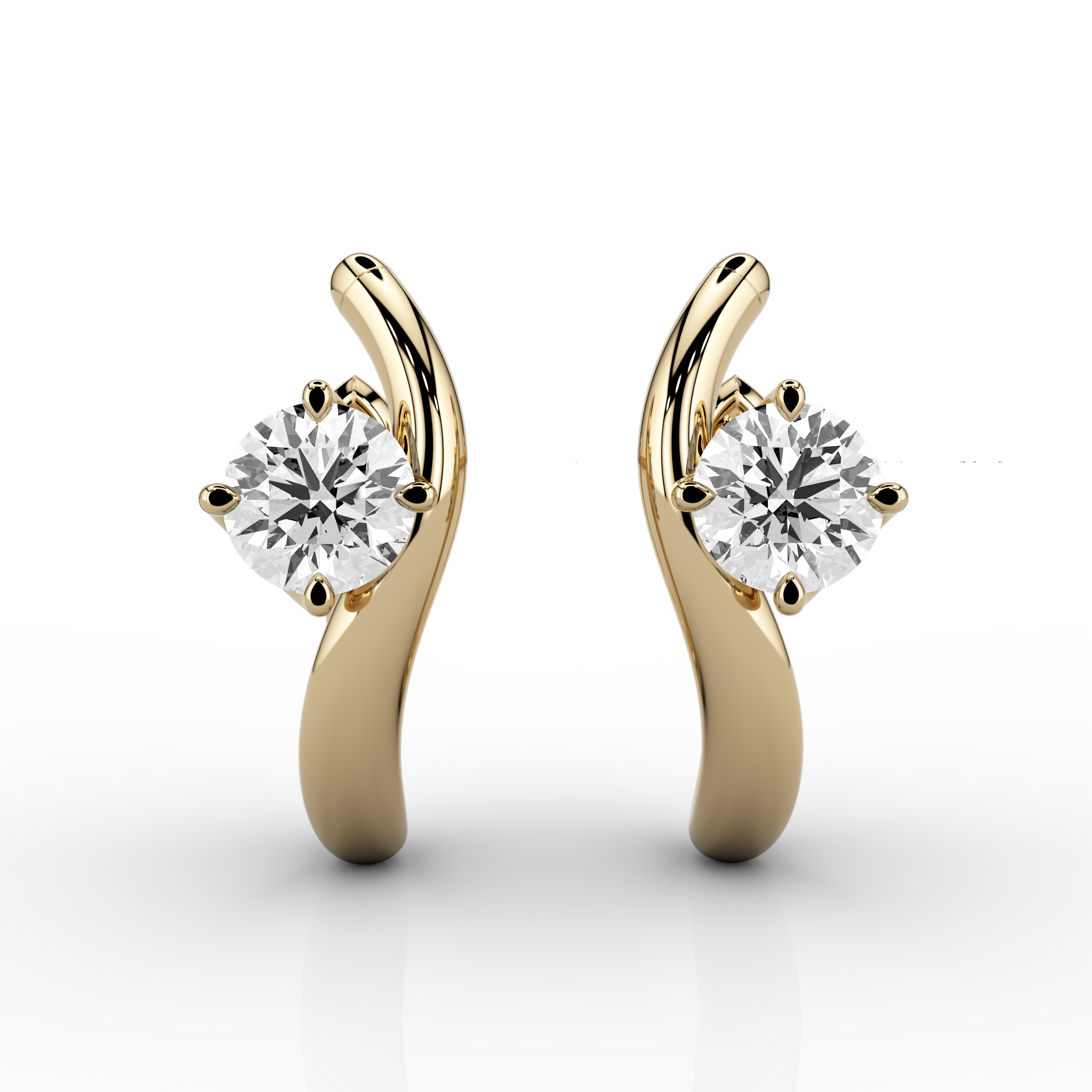 Onda Round Brilliant 1.06cts Earrings 18ct Yellow Gold