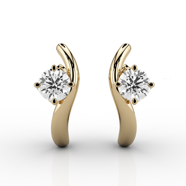 Onda 1.06ct Round Brilliant Wave Earrings 18ct Yellow Gold
