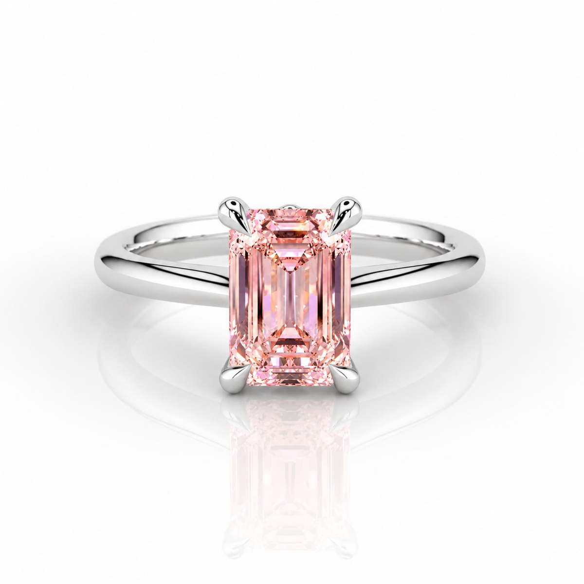 Luna Emerald 1.01 Intense Orangey-Pink VS1 Ring in Platinum