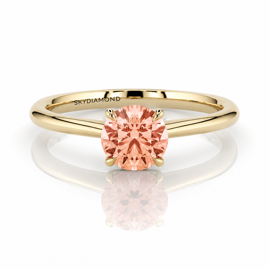 Luna Round Brilliant 0.52 Intense Pink VS1 Ring in 18ct Yellow Gold