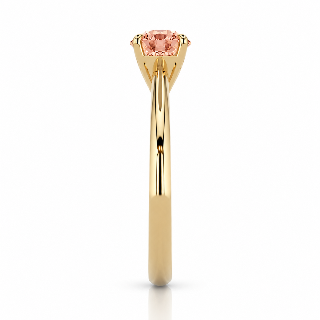 Luna Round Brilliant 0.52 Intense Pink VS1 Ring in 18ct Yellow Gold