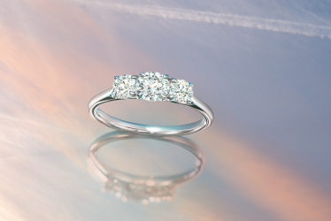 Skydiamond man-made diamond trilogy engagement ring