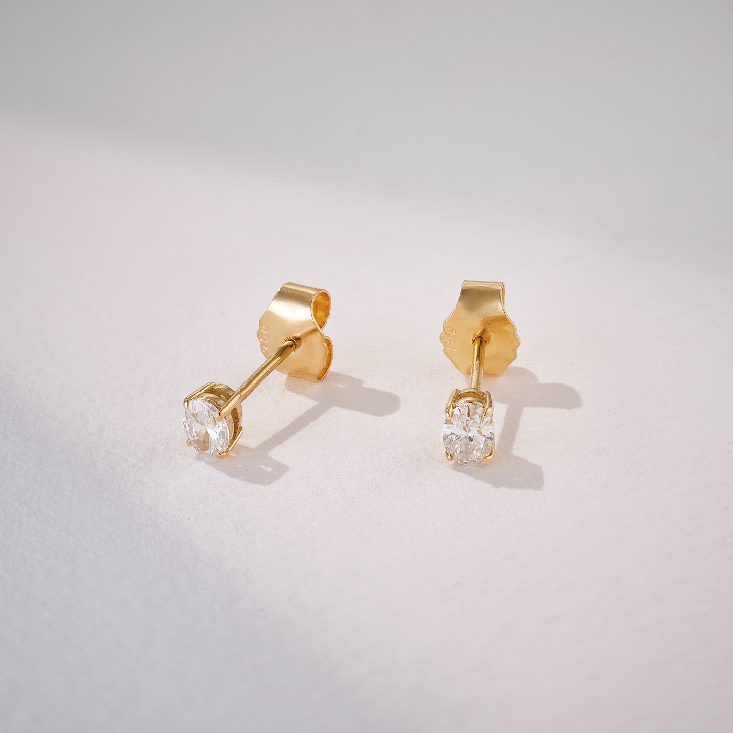 Oval Cut 0.39ct Diamond Studs in 18ct Recycled Yellow Gold