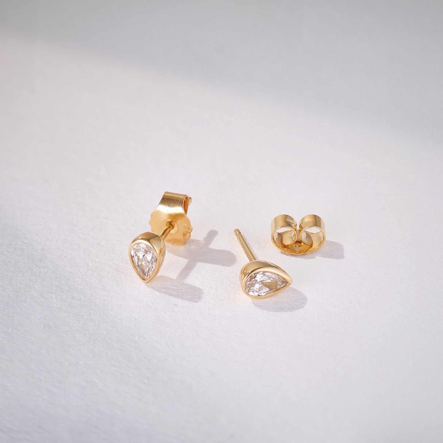 Pear Cut Modern 0.42ct Studs in 14ct Yellow Gold