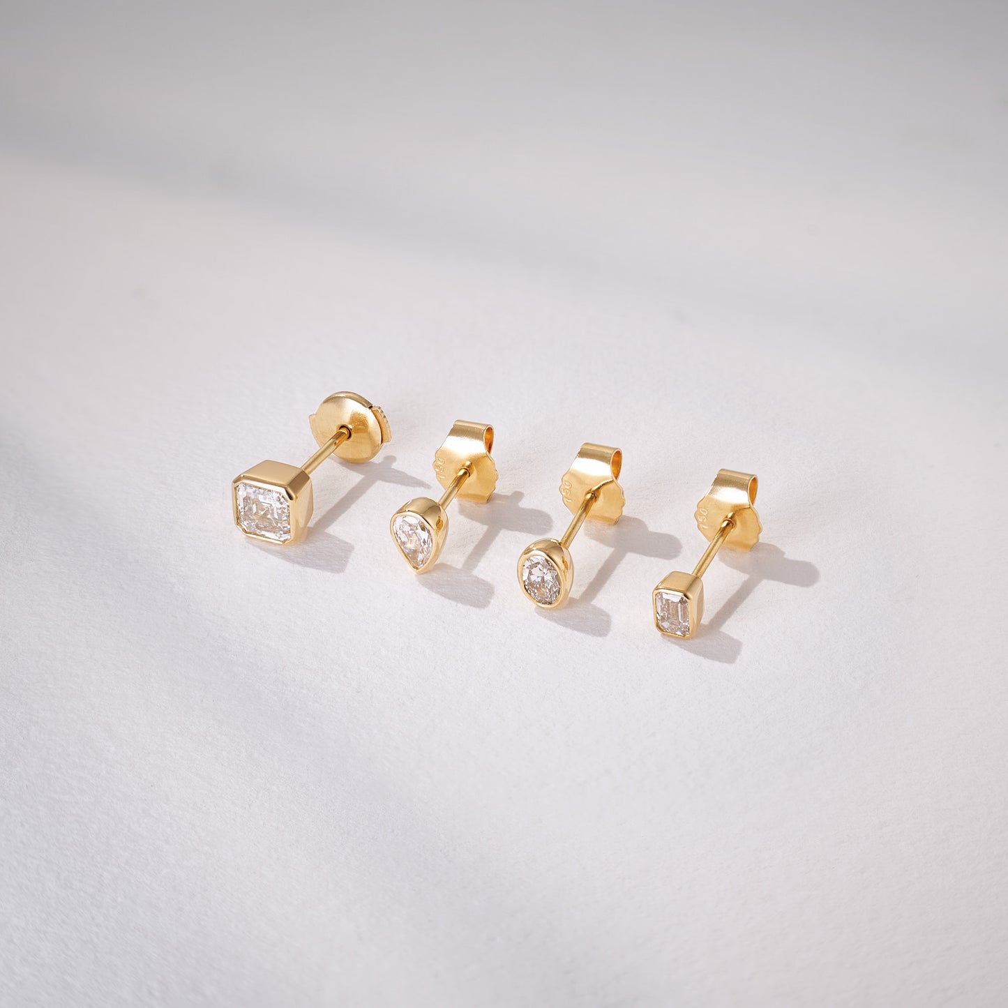 Emerald Cut Modern 0.39ct Diamond Studs in 18ct Recycled Yellow Gold
