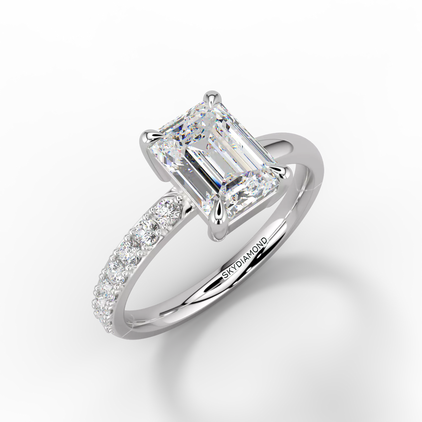 Stilla 0.70ct Emerald Engagement Ring In Platinum