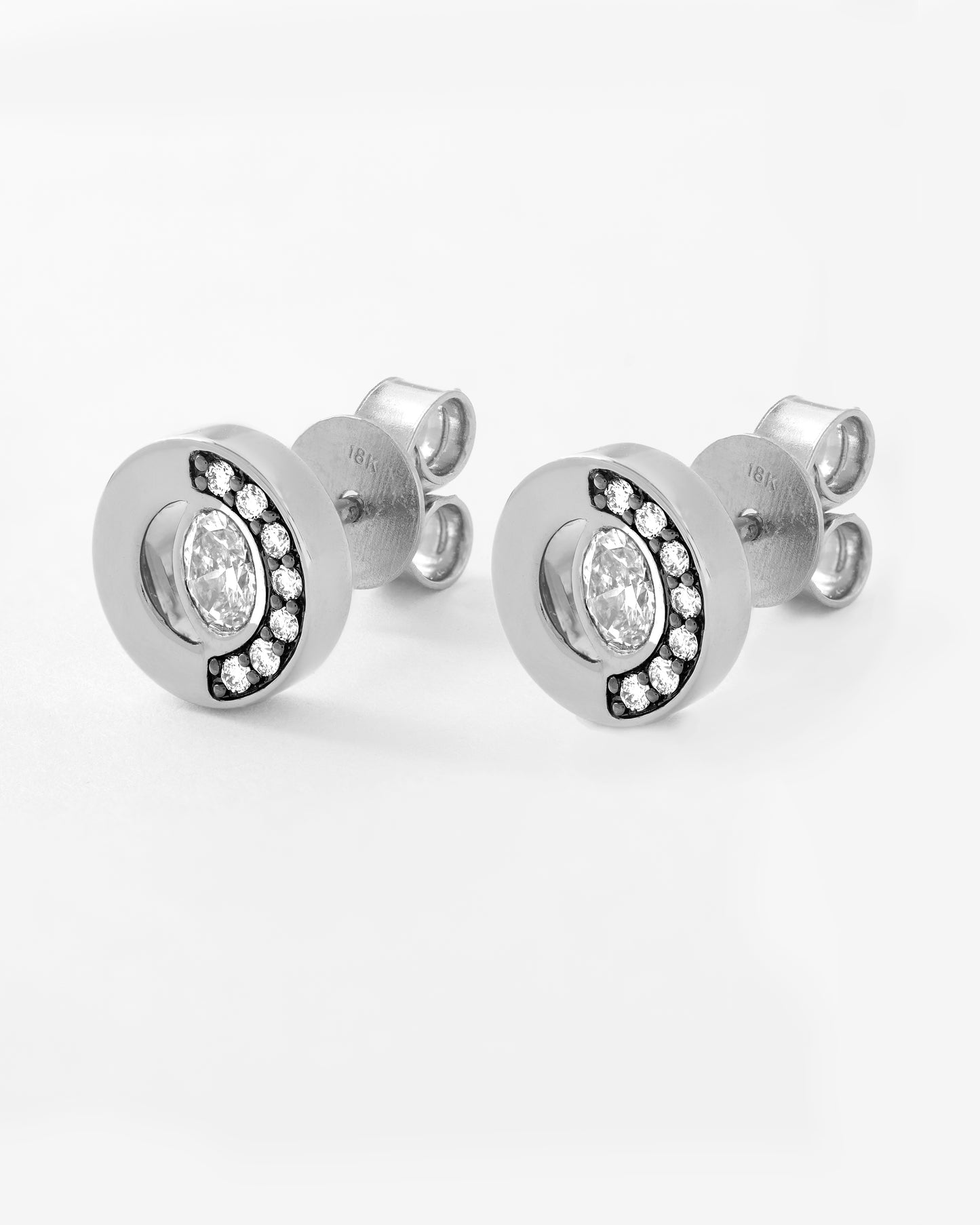 Crescent Stud Earrings 0.43ct in Platinum