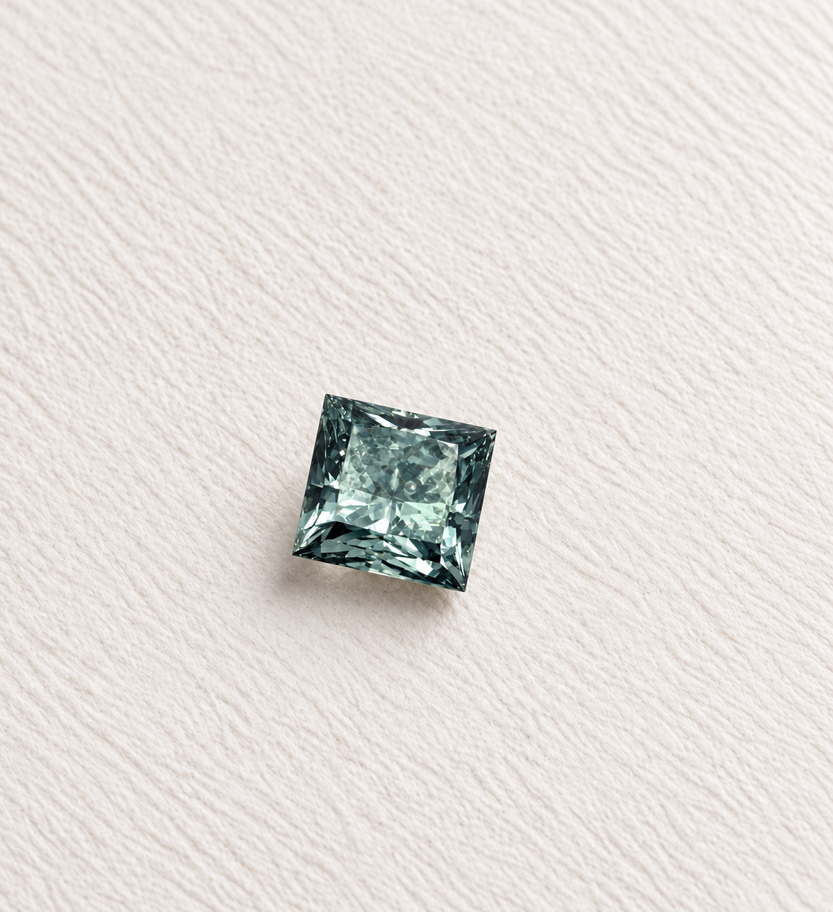 0.61ct Light Teal Princess VVS2 SkyDiamond