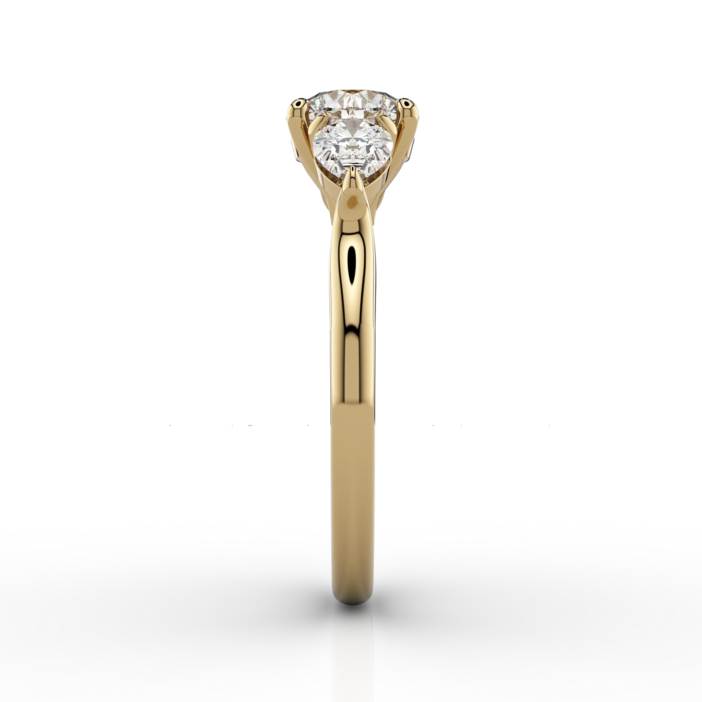 Trilogy Round Brilliant 2.51ct Silver Ring in 18ct Yellow Gold