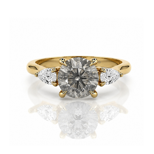 Trilogy Round Brilliant 2.51ct Silver Ring in 18ct Yellow Gold