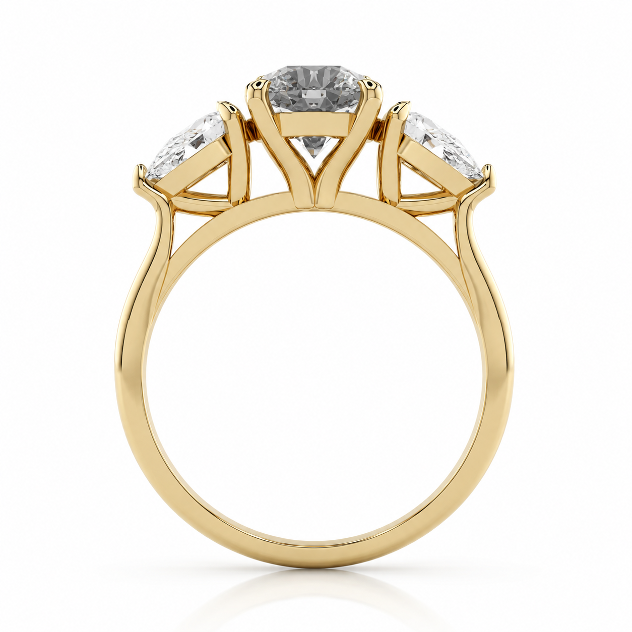 Trilogy Round Brilliant 2.51ct Silver Ring in 18ct Yellow Gold