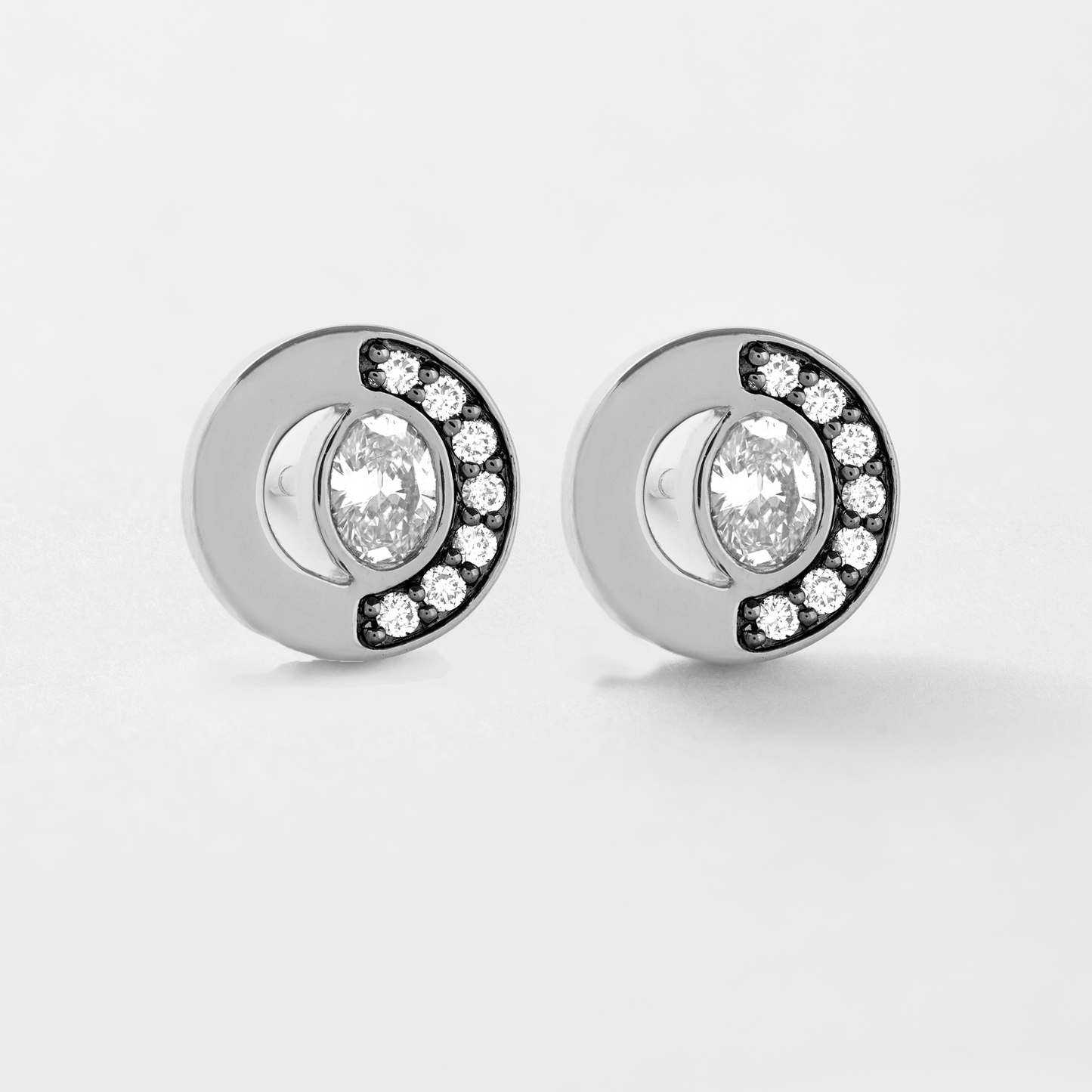 Crescent Stud Earrings 0.43ct in Platinum