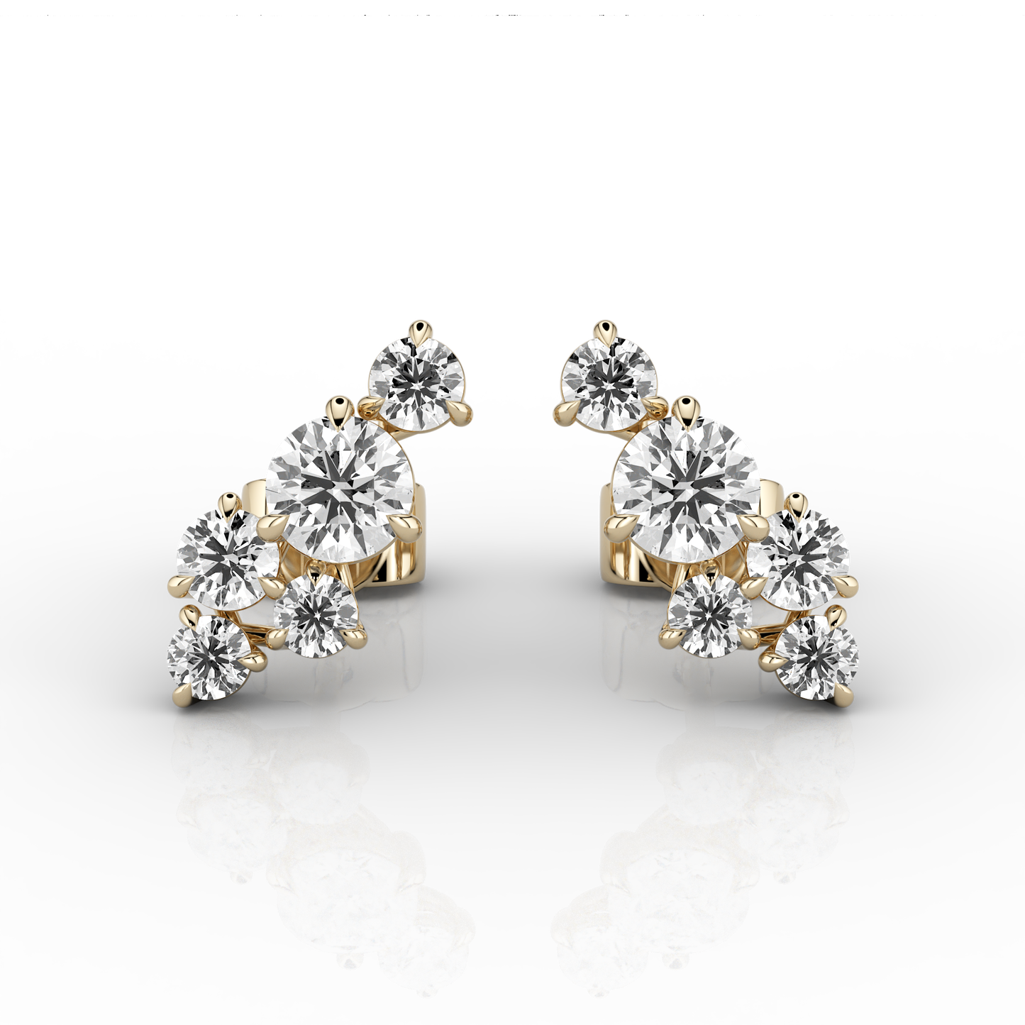 Solaris 0.94ct Climber Earrings in 14ct Yellow Gold