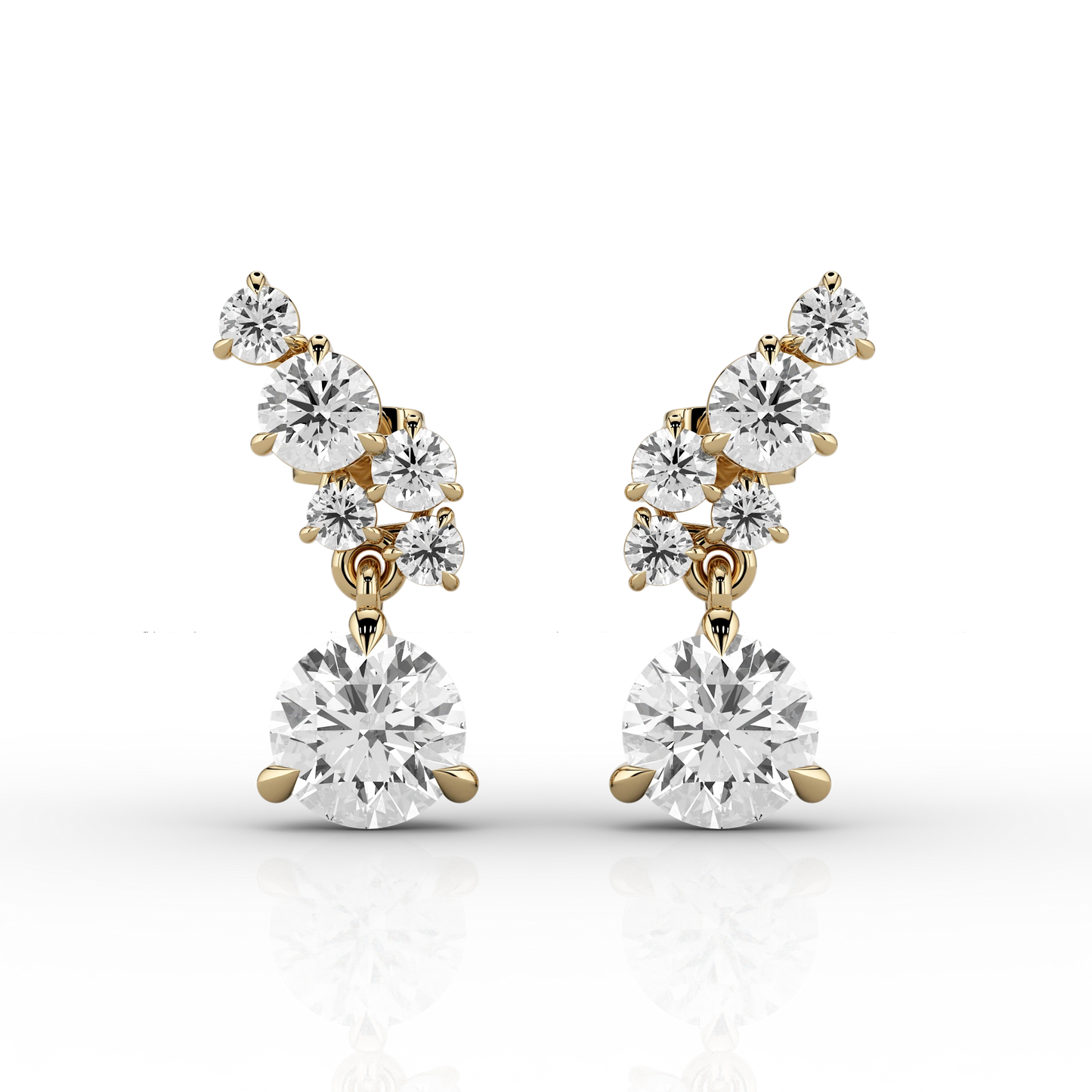 Solaris 2.94ct Climber Drop Earrings in 14ct Yellow Gold