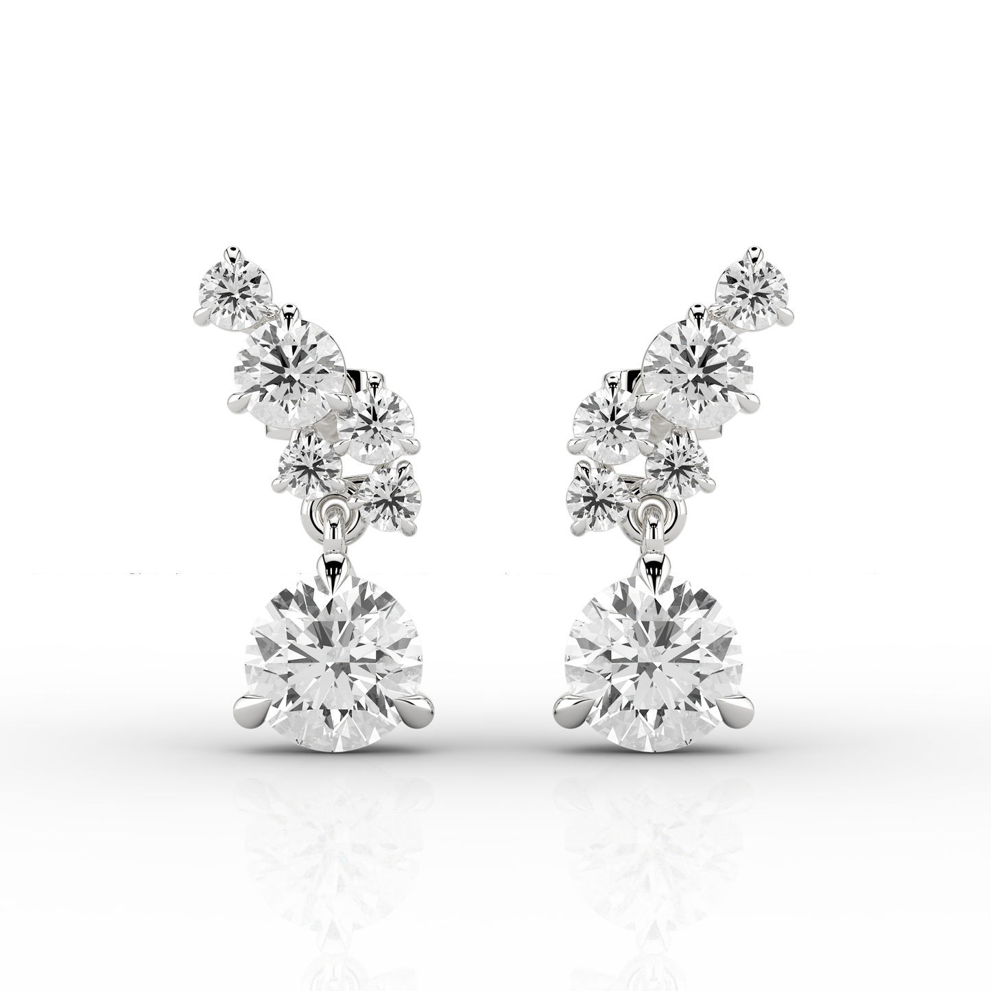 Solaris 2.94ct Climber Drop Earrings in Platinum