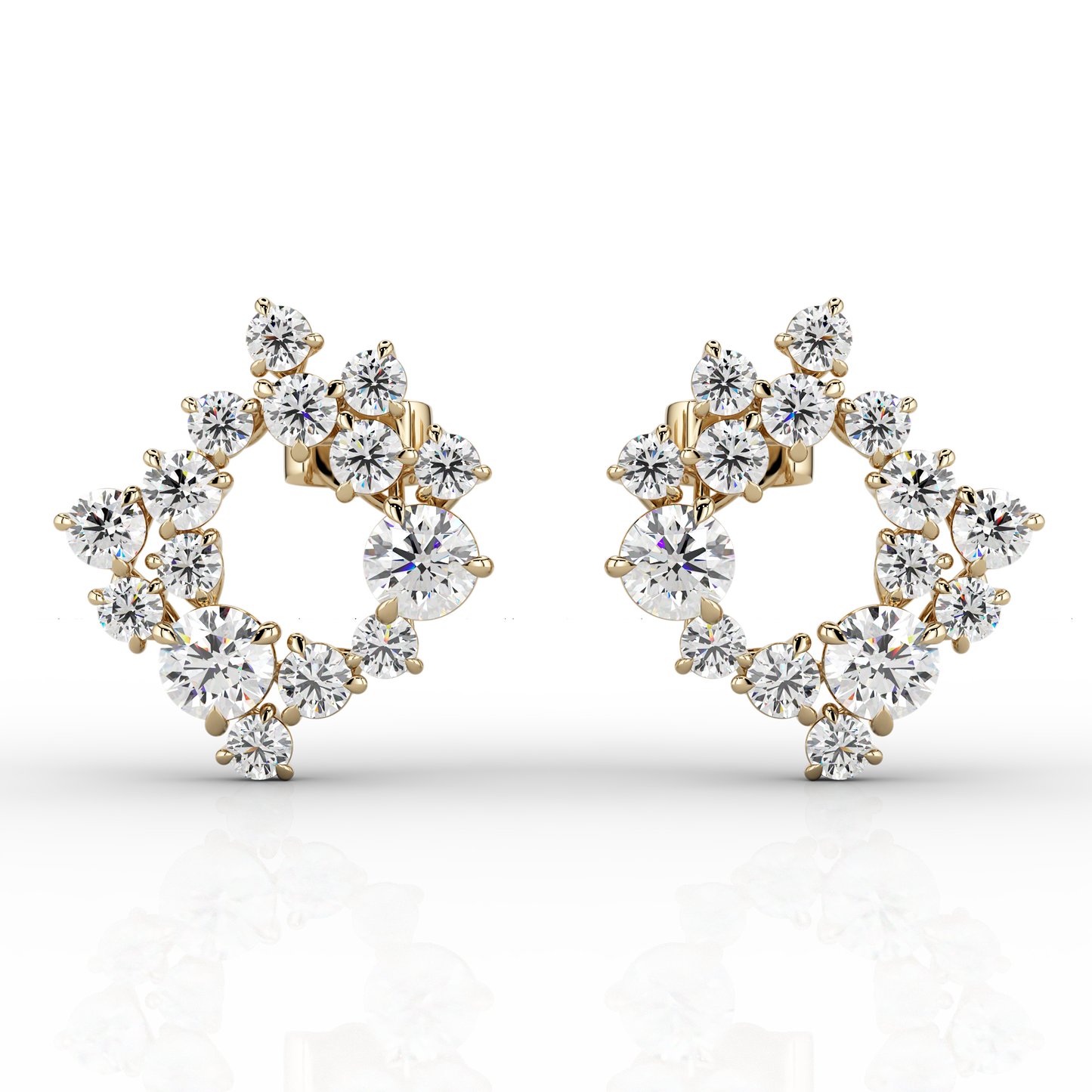 Solaris 2.64ct Halo Earrings in 14ct Yellow Gold