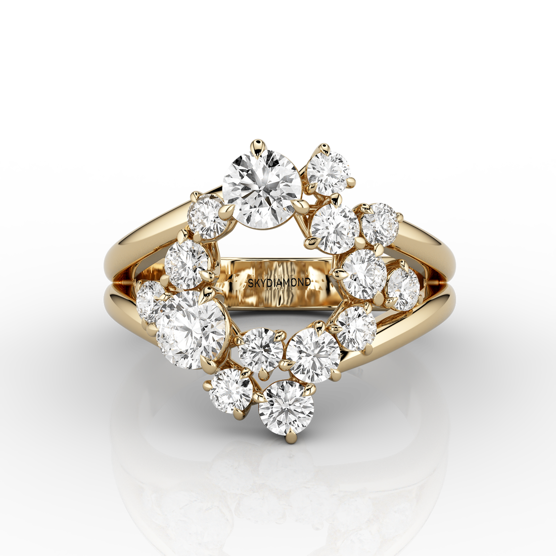 Solaris Halo Ring in 14ct Yellow Gold – Skydiamond