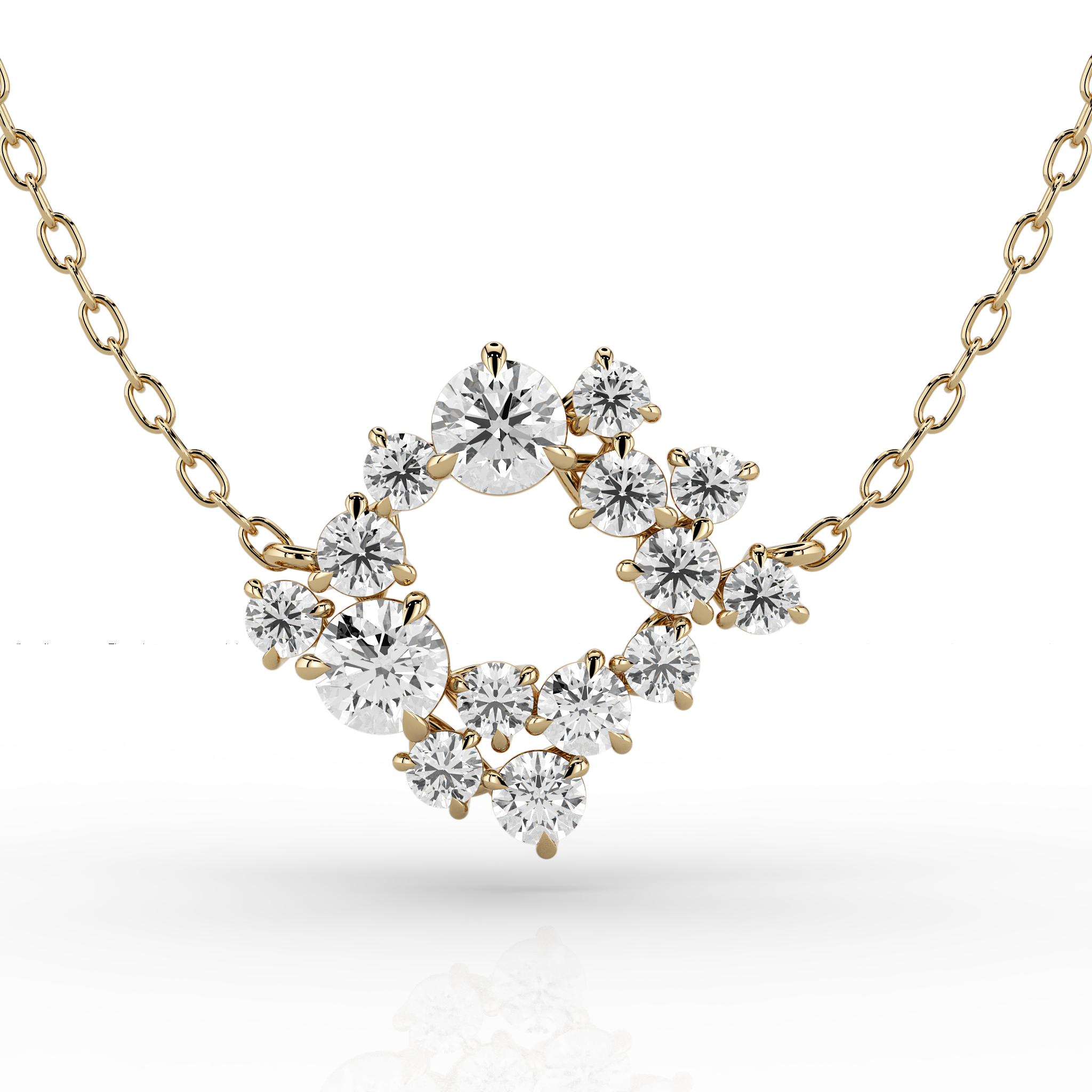 Solaris Halo Necklace 14ct Yellow Gold