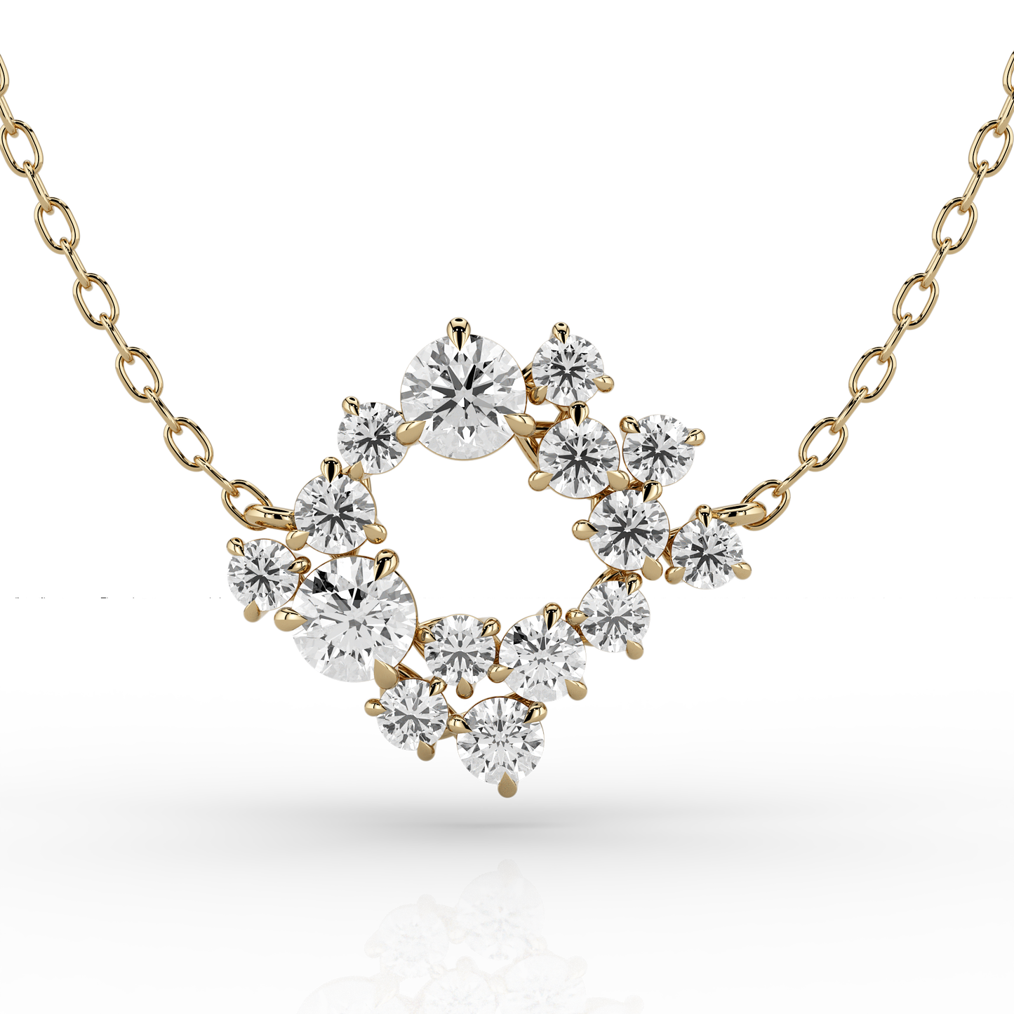 Solaris Halo 1.32ct Necklace in 14ct Yellow Gold