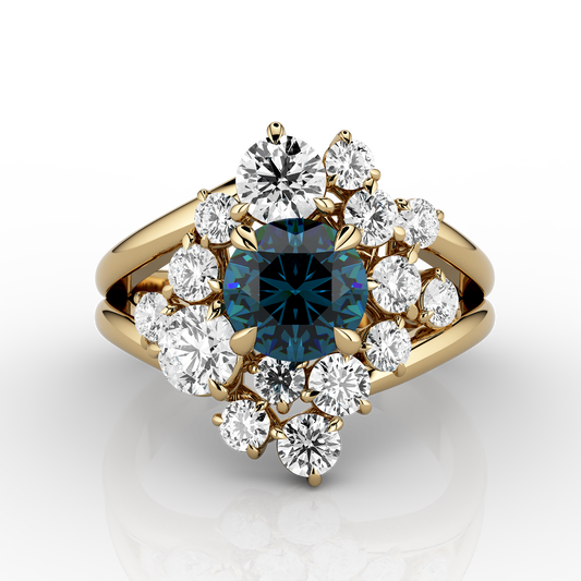 Solaris 2.23ct Teal Eclipse Ring in 14k Yellow Gold